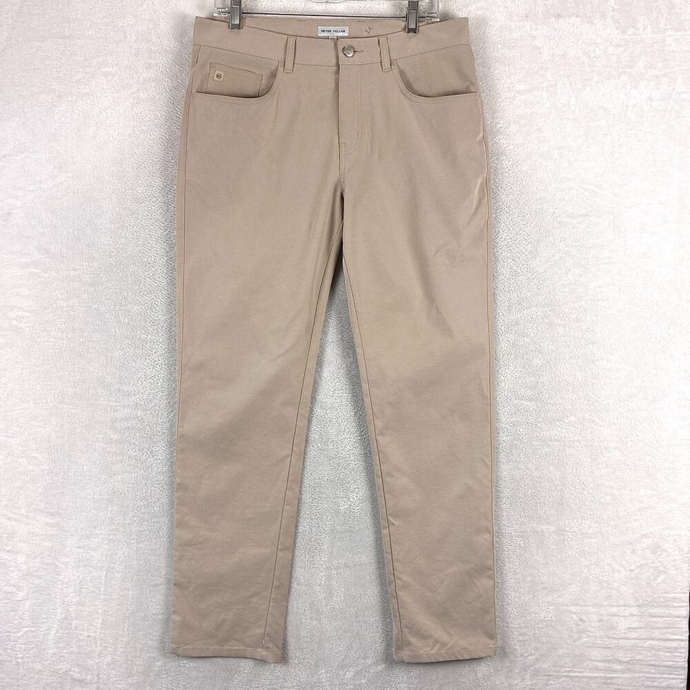 Peter Millar Pants Mens 33x32 (33x31) Beige EB66 5 Pocket Performance Chino Golf